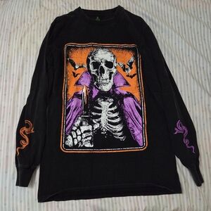 Black and Purple Graphic Long Sleeve Top